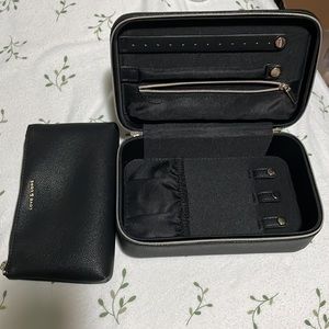 Hard shell jewelry box with small makeup bag